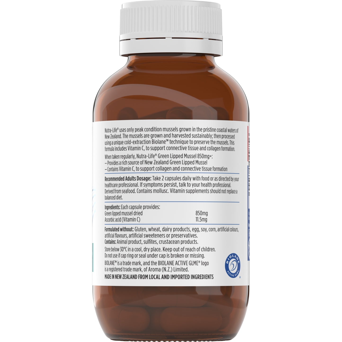 Nutra-Life 緑イ貝(モエギイガイ)抽出物 850mg (90カプセル) フシブシ・軟骨サポート