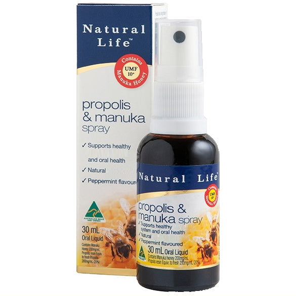 Natural Life プロポリススプレー マヌカハニー配合 MGO280+ (UMF10+相当) 30ml 喉のイガイガに瞬間バリア