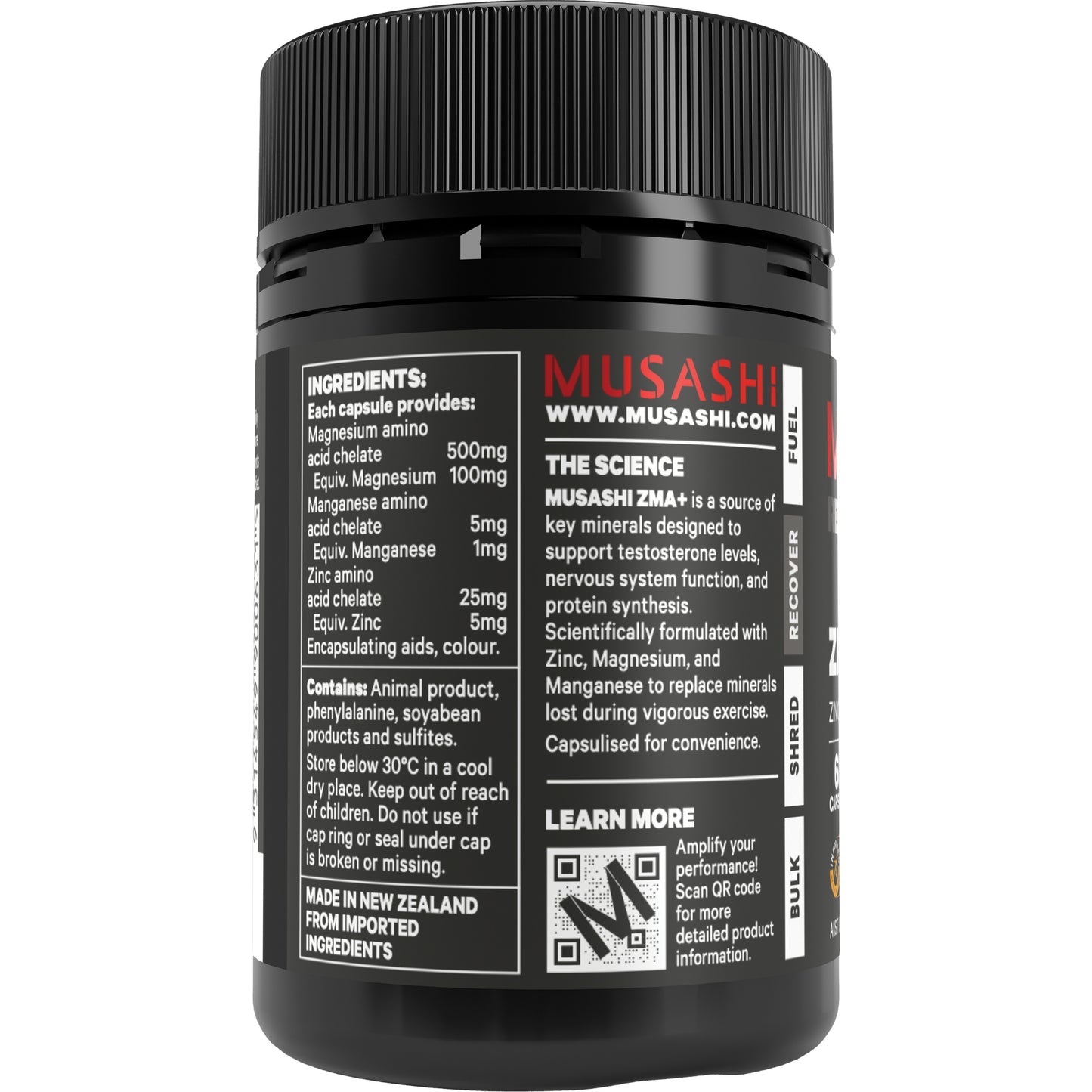 MUSASHI ZMA+ 60カプセル 亜鉛・マグネシウム・マンガン配合 スポーツミネラルコンプレックス インフォームドスポーツ認証 オーストラリア