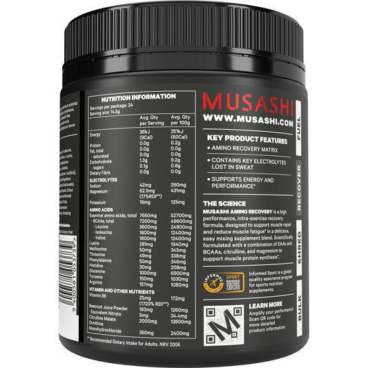 MUSASHI アミノ リカバリー 350g イントラワークアウト EAA BCAA パウダー インフォームドスポーツ認証 KUAN（クアン） NI（ニー） ユーザーにお勧め