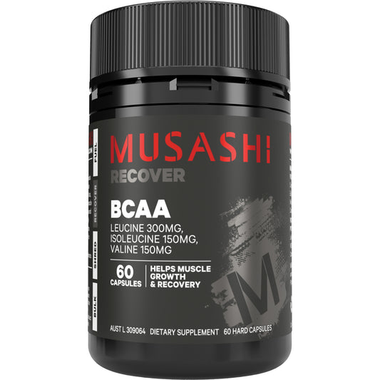 MUSASHI マッスルリカバリー BCAA 60カプセル NI（ニー）ユーザーにお勧め 2:1:1黄金比率配合 分岐鎖アミノ酸 筋肉・リカバリーサポート