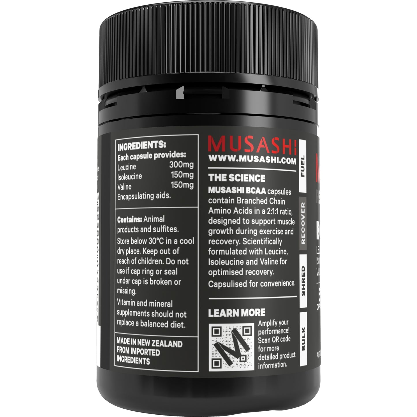 MUSASHI マッスルリカバリー BCAA 60カプセル NI（ニー）ユーザーにお勧め 2:1:1黄金比率配合 分岐鎖アミノ酸 筋肉・リカバリーサポート
