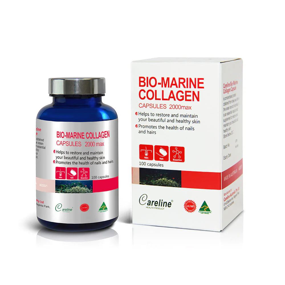Careline バイオマリン コラーゲン 100カプセル 海洋性コラーゲン ビタミンC 亜鉛配合 エイジングケア