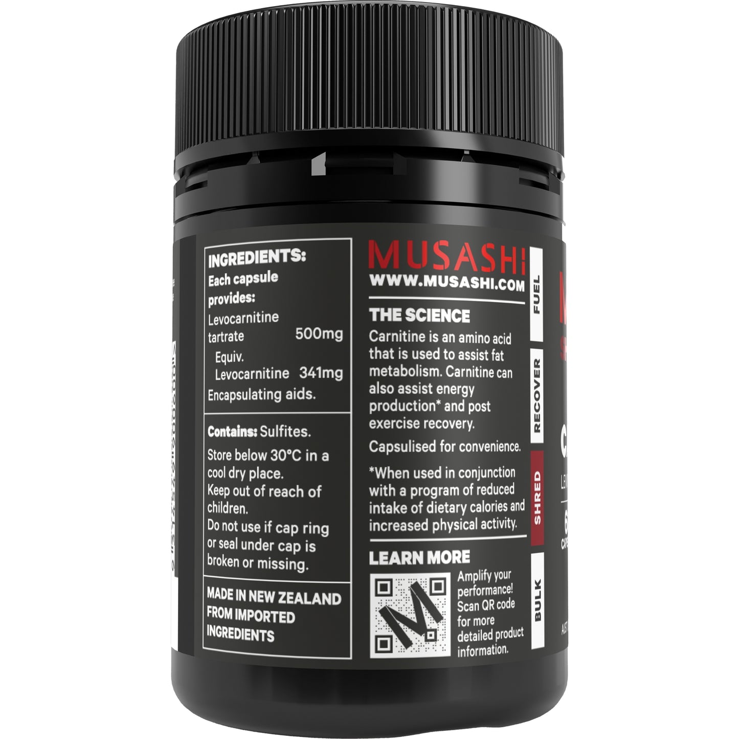 MUSASHI L-カルニチン 500mg 60カプセル 脂肪代謝・エネルギーサポート スポーツサプリメント オーストラリア