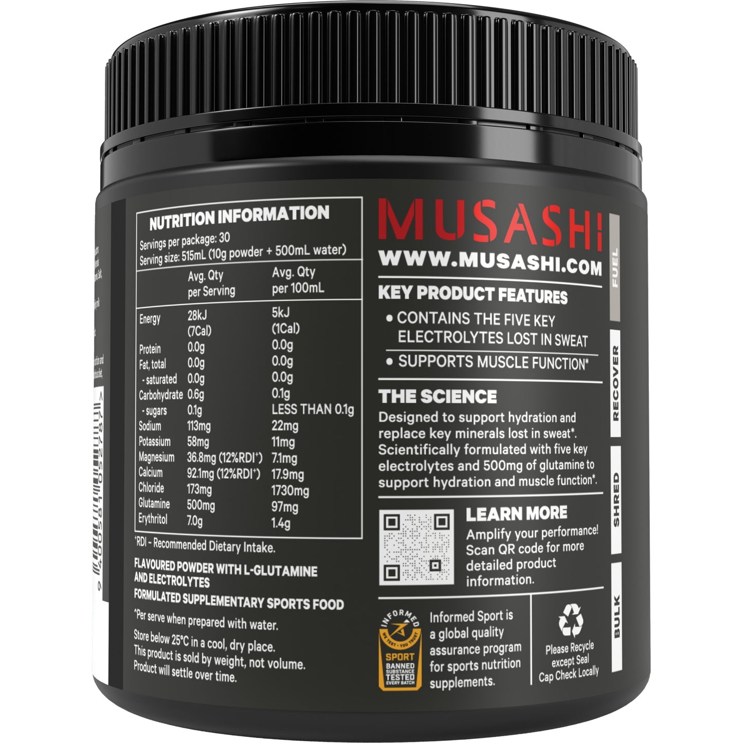 MUSASHI エレクトロライト 水分補給 電解質 パウダー 300g ブルーラズベリー L-グルタミン 運動中 リカバリー 熱中症対策