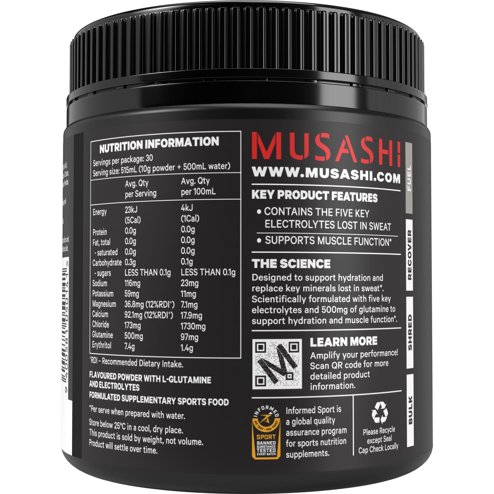 MUSASHI エレクトロライト 水分補給 電解質 パウダー 300g スイカ  L-グルタミン 運動中 リカバリー 熱中症対策