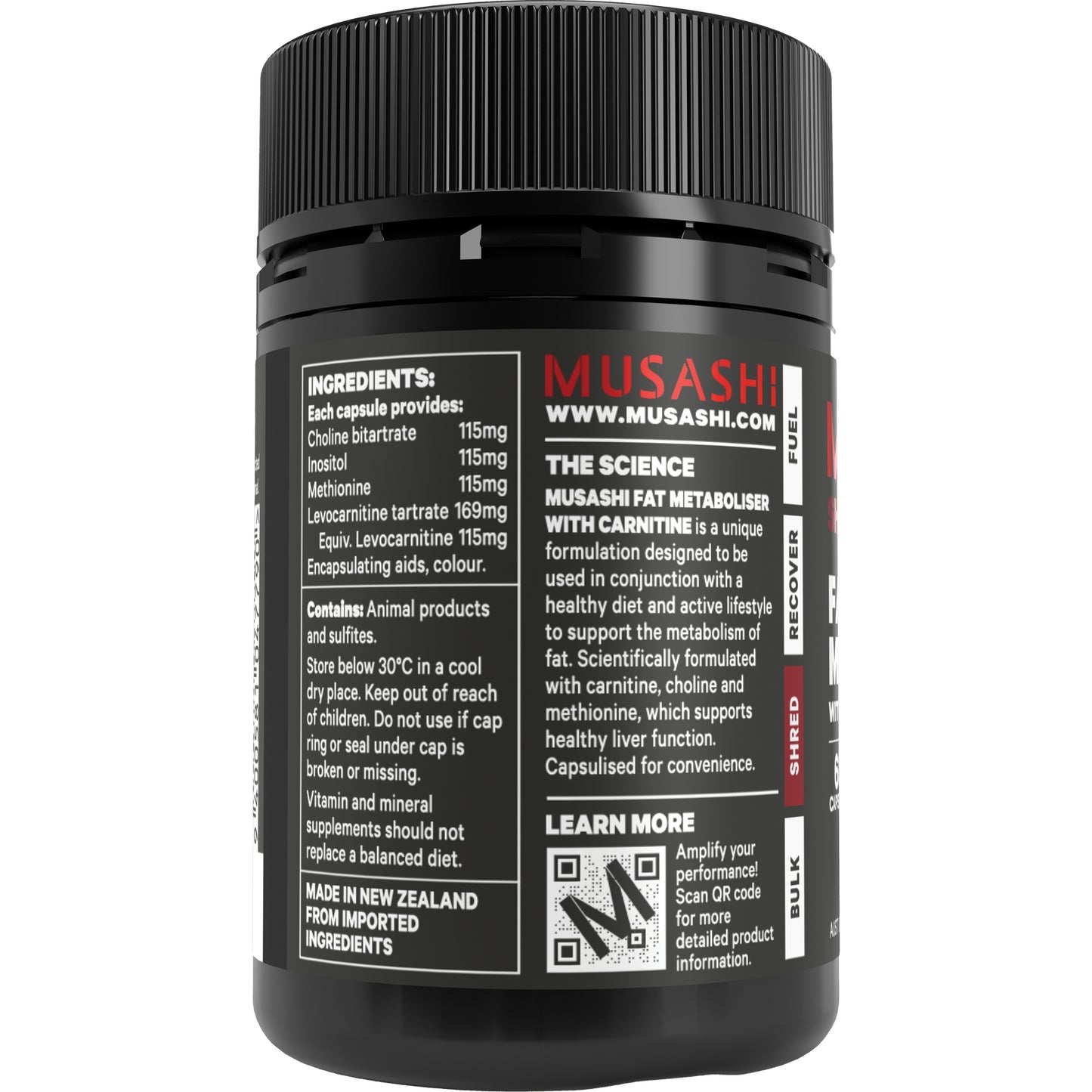 MUSASHI ファット モビライザー + カルニチン 60カプセル 燃焼サポートサプリメント オーストラリア HUAN ユーザーにお勧め