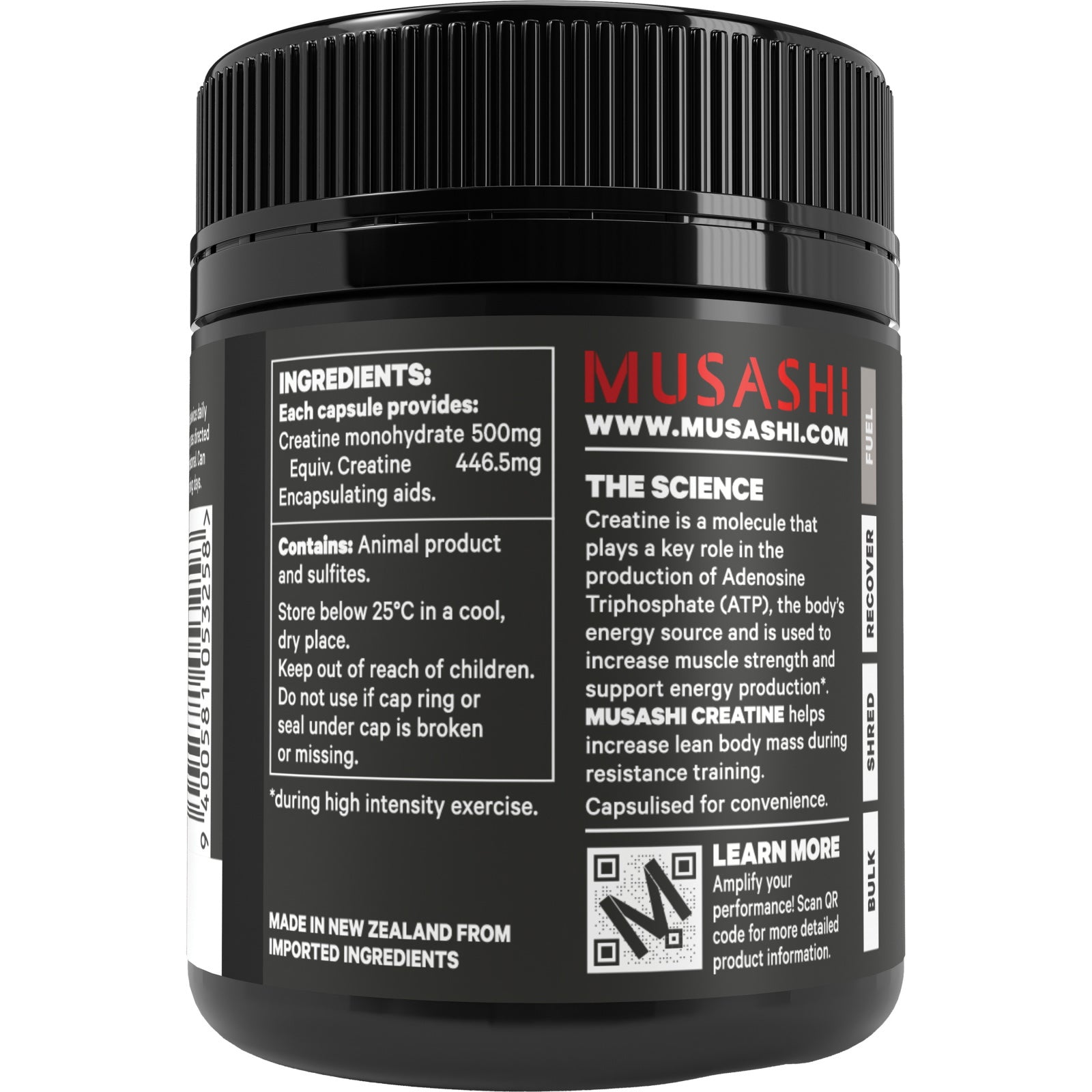 MUSASHI クレアチン カプセル 500mg × 120粒 高純度クレアチンモノハイドレート 瞬発力 エナジーサポート パフォーマンス向上