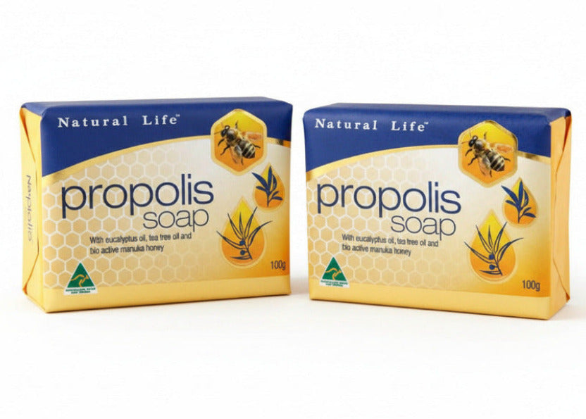 2個セット　Natural Life プロポリス＆マヌカハニー ソープ 100g 4つの天然抗菌成分配合 背中ニキビ・乾燥・肌荒れを防ぐバリア石鹸