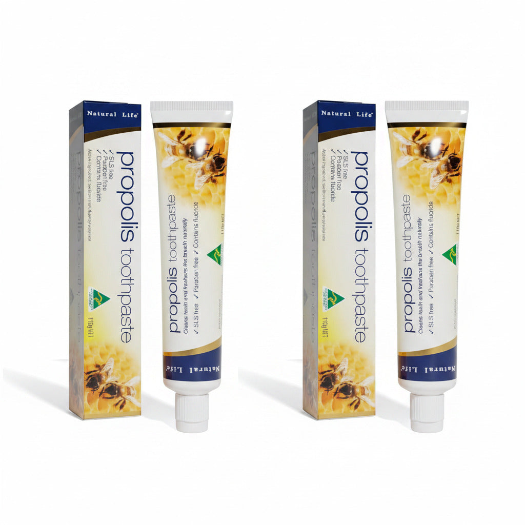 2本セット　Natural Life プロポリス 歯磨き粉 110g フッ素配合 プロポリスエキス 歯垢除去 口臭ブロック 虫歯予防 家族で使える口内浄化ペースト