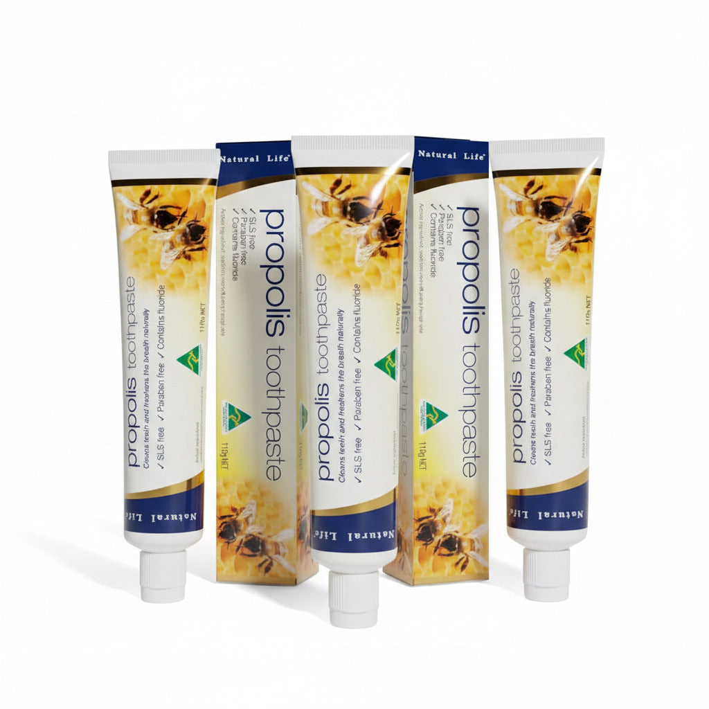 3本セット　Natural Life プロポリス 歯磨き粉 110g フッ素配合 プロポリスエキス 歯垢除去 口臭ブロック 虫歯予防 家族で使える口内浄化ペースト