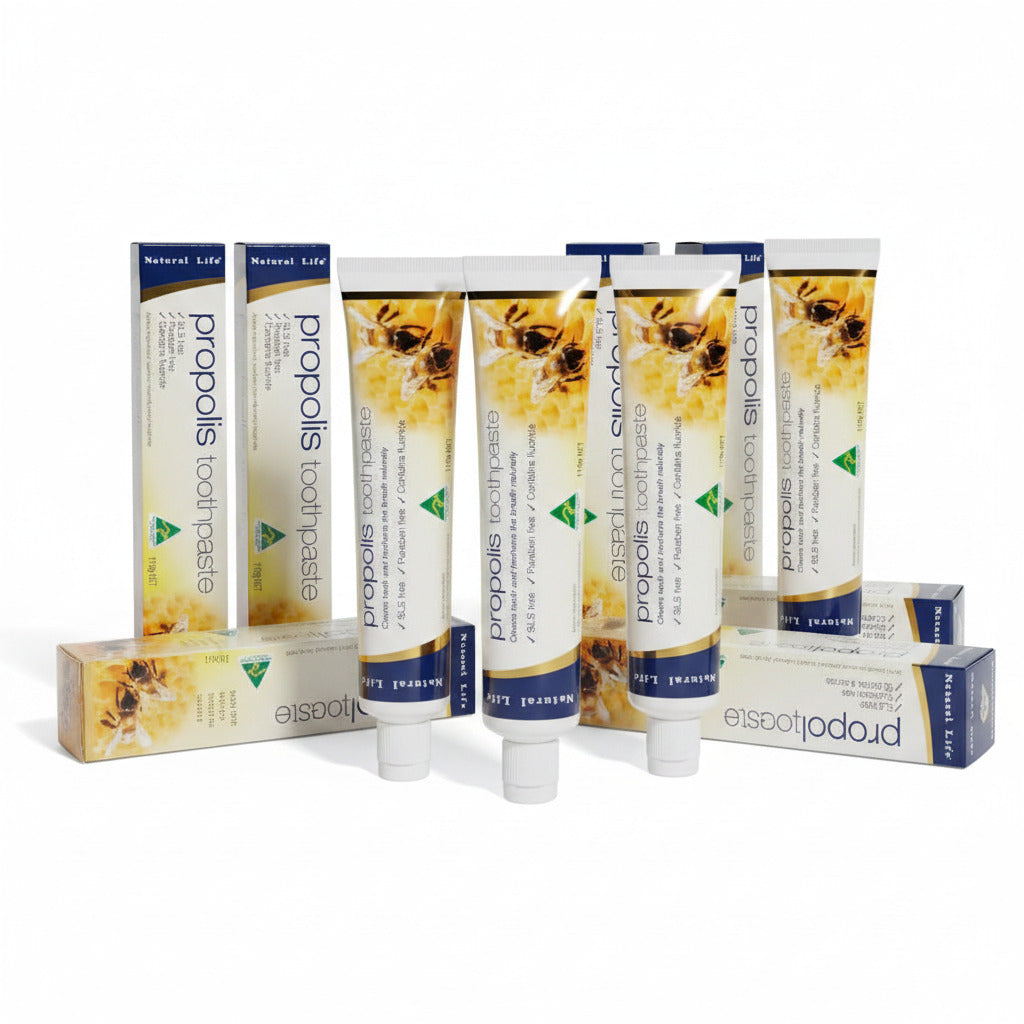 6本セット Natural Life プロポリス 歯磨き粉 110g フッ素配合 プロポリスエキス 歯垢除去 口臭ブロック 虫歯予防 家族で使える口内浄化ペースト