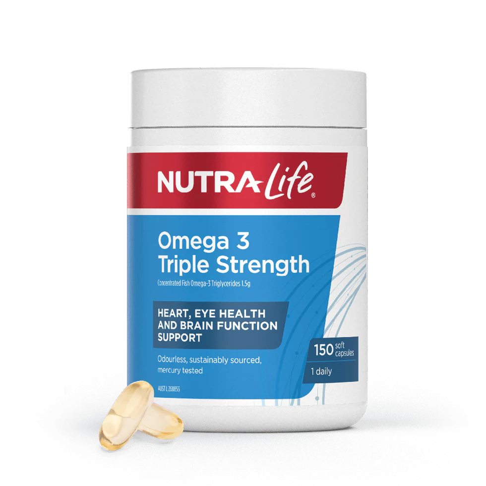 Nutra-Life (ニュートラライフ)オメガ3 トリプルストレングス 150カプセル 3倍濃縮 1日1粒 EPA540mg DHA360mg 魚臭くない高純度フィッシュオイル