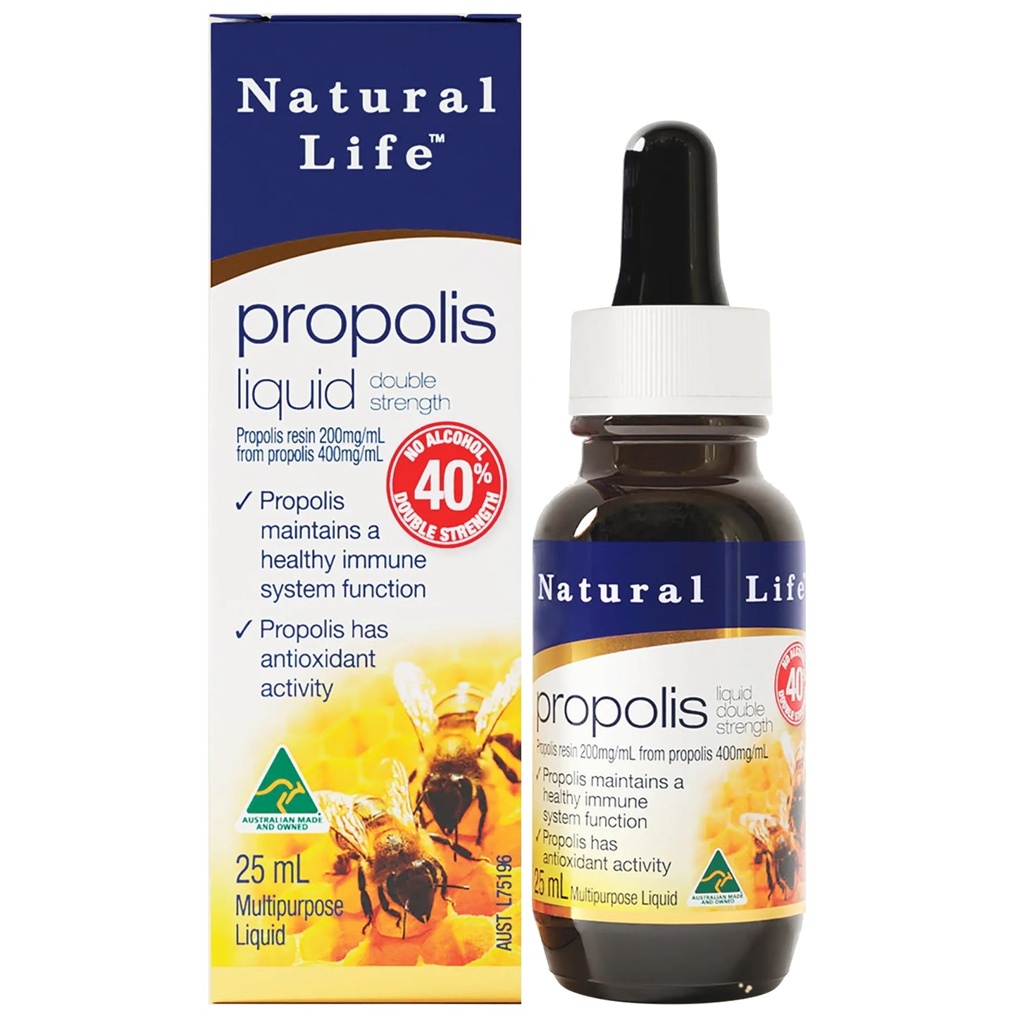 Natural Life プロポリス リキッド 25mL【ノンアルコール・超高濃度40%】喉のイガイガを直接ブロック！フラボノイドが守り抜く天然のバリアエキス