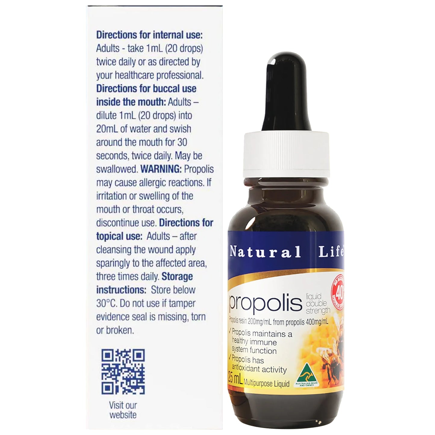 Natural Life プロポリス リキッド 25mL【ノンアルコール・超高濃度40%】喉のイガイガを直接ブロック！フラボノイドが守り抜く天然のバリアエキス
