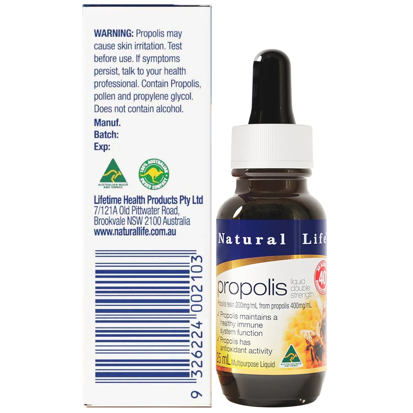 Natural Life プロポリス リキッド 25mL【ノンアルコール・超高濃度40%】喉のイガイガを直接ブロック！フラボノイドが守り抜く天然のバリアエキス