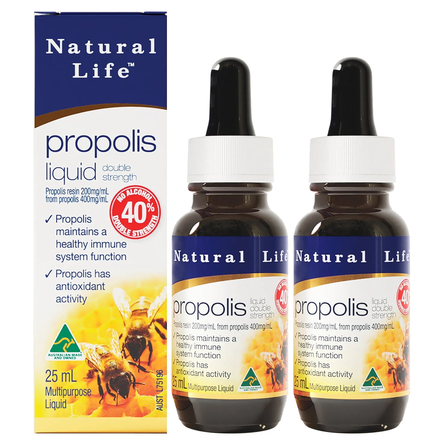 Natural Life プロポリス リキッド 25mL【ノンアルコール・超高濃度40%】喉のイガイガを直接ブロック！フラボノイドが守り抜く天然のバリアエキス