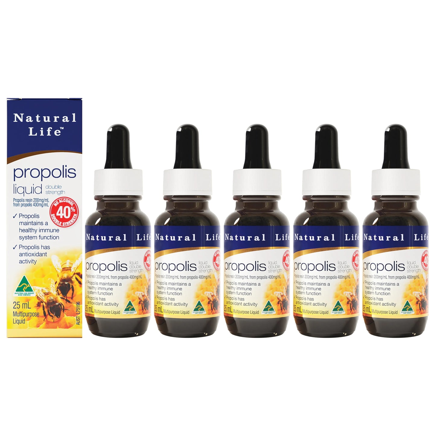 Natural Life プロポリス リキッド 25mL【ノンアルコール・超高濃度40%】喉のイガイガを直接ブロック！フラボノイドが守り抜く天然のバリアエキス