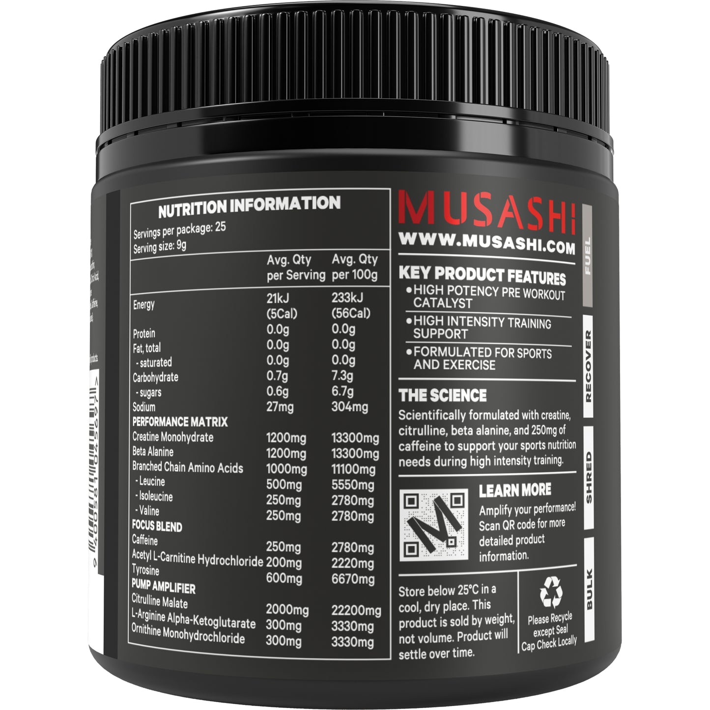 MUSASHI プレワークアウト 225g エナジー＆パフォーマンス クレアチン ベータアラニン カフェイン配合 CHEN（チェン）ユーザーにお勧め