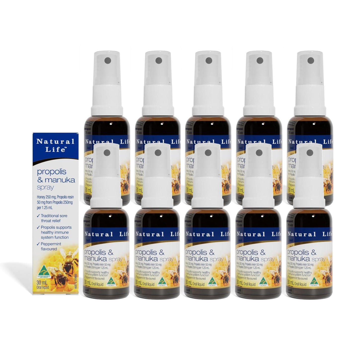 Natural Life プロポリススプレー マヌカハニー配合 MGO280+ (UMF10+相当) 30ml 喉のイガイガに瞬間バリア