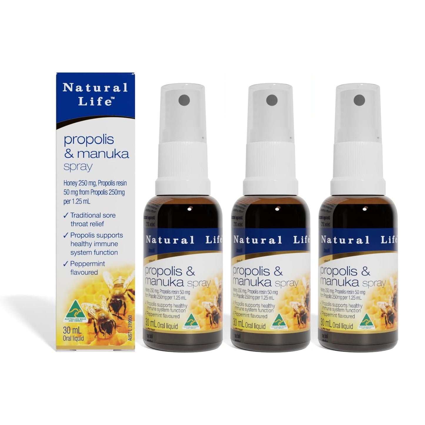 Natural Life プロポリススプレー マヌカハニー配合 MGO280+ (UMF10+相当) 30ml 喉のイガイガに瞬間バリア