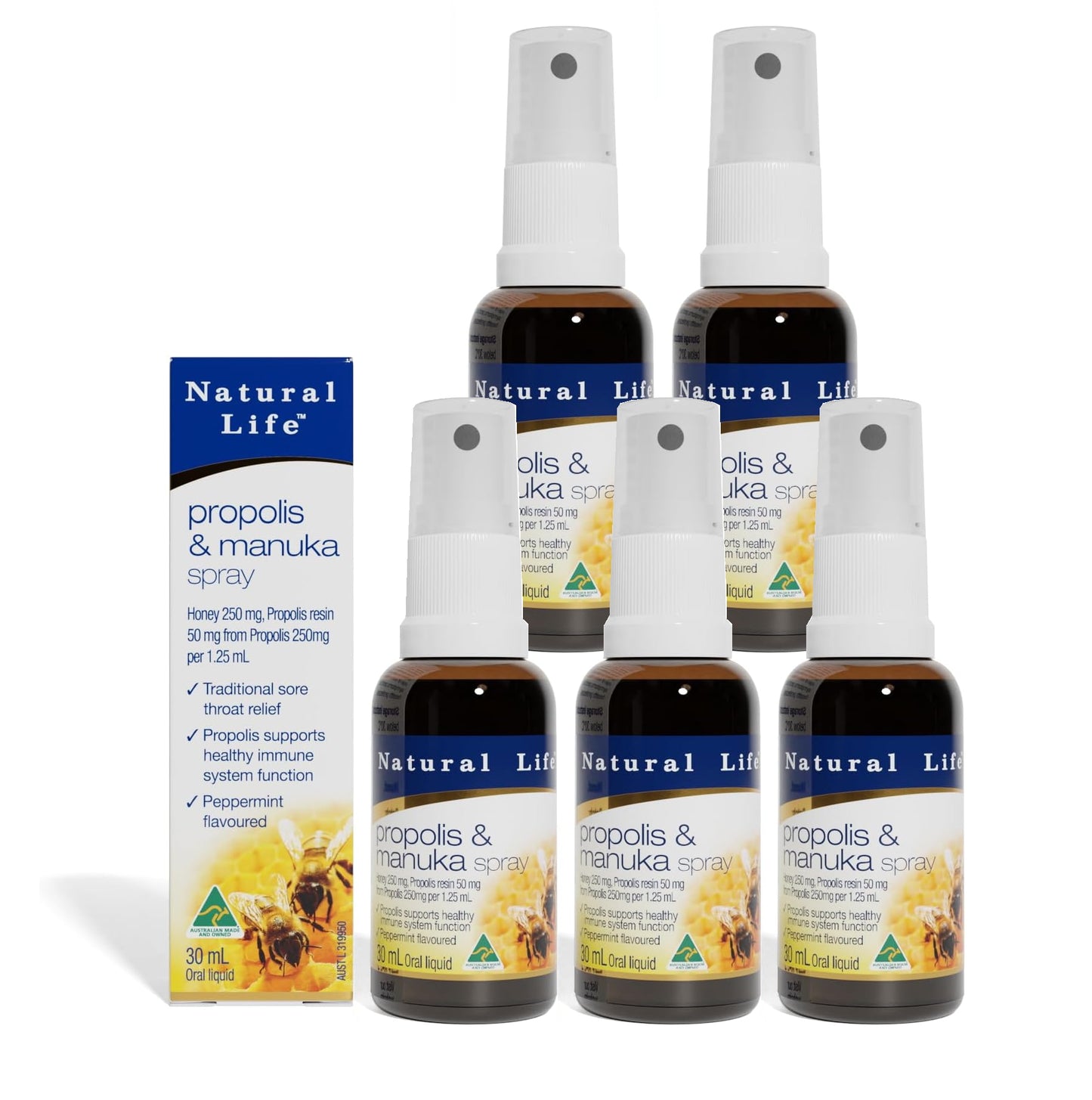 Natural Life プロポリススプレー マヌカハニー配合 MGO280+ (UMF10+相当) 30ml 喉のイガイガに瞬間バリア