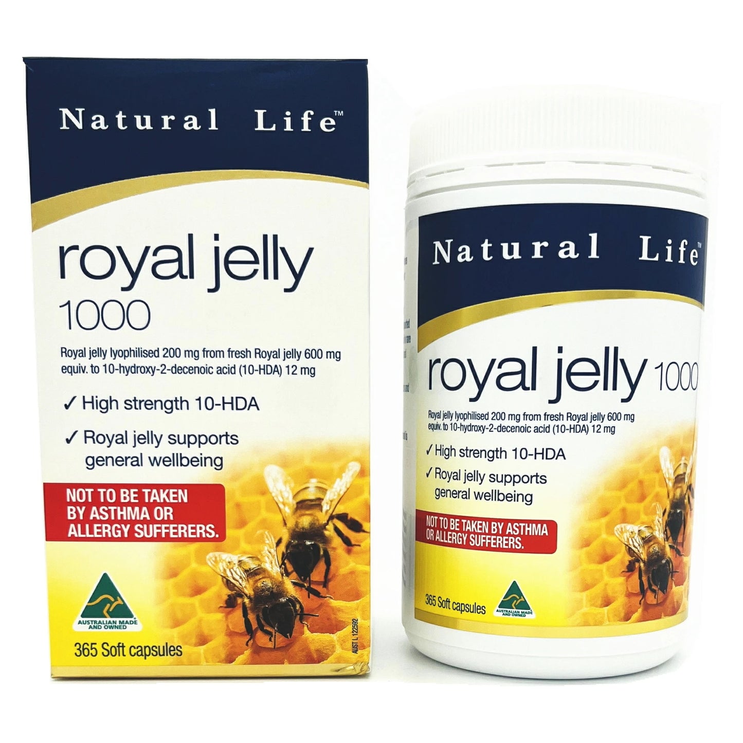 Natural Life ローヤルゼリー 1000mg 365カプセル【1粒に特有成分デセン酸(10-HDA) 12mg含有・6%高濃度エキス】自律神経と日々の疲労を根底からケア
