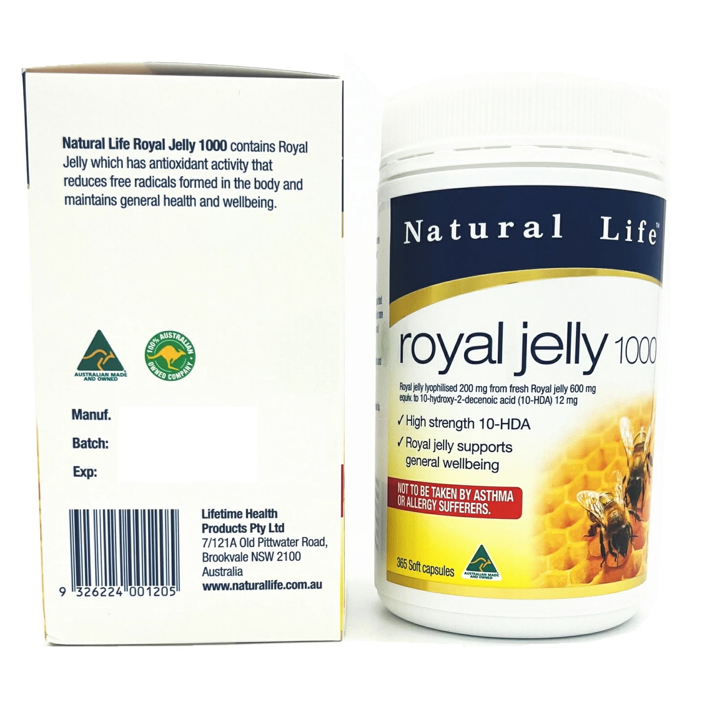 Natural Life ローヤルゼリー 1000mg 365カプセル【1粒に特有成分デセン酸(10-HDA) 12mg含有・6%高濃度エキス】自律神経と日々の疲労を根底からケア