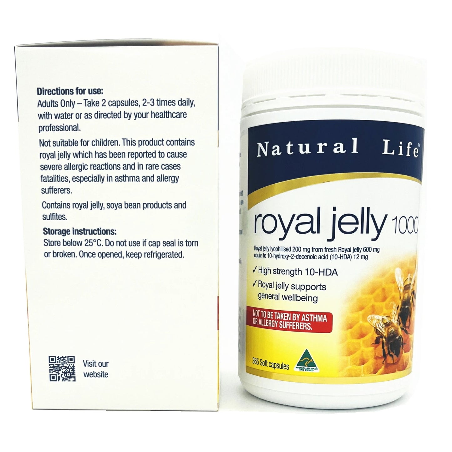 Natural Life ローヤルゼリー 1000mg 365カプセル【1粒に特有成分デセン酸(10-HDA) 12mg含有・6%高濃度エキス】自律神経と日々の疲労を根底からケア