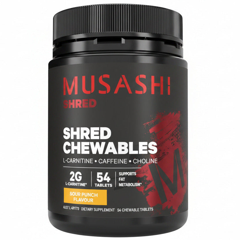 MUSASHI ムサシ シュレッド チュアブル タブレット 60粒 L-カルニチン カフェイン コリン 脂肪燃焼 サポート 減量 ダイエット