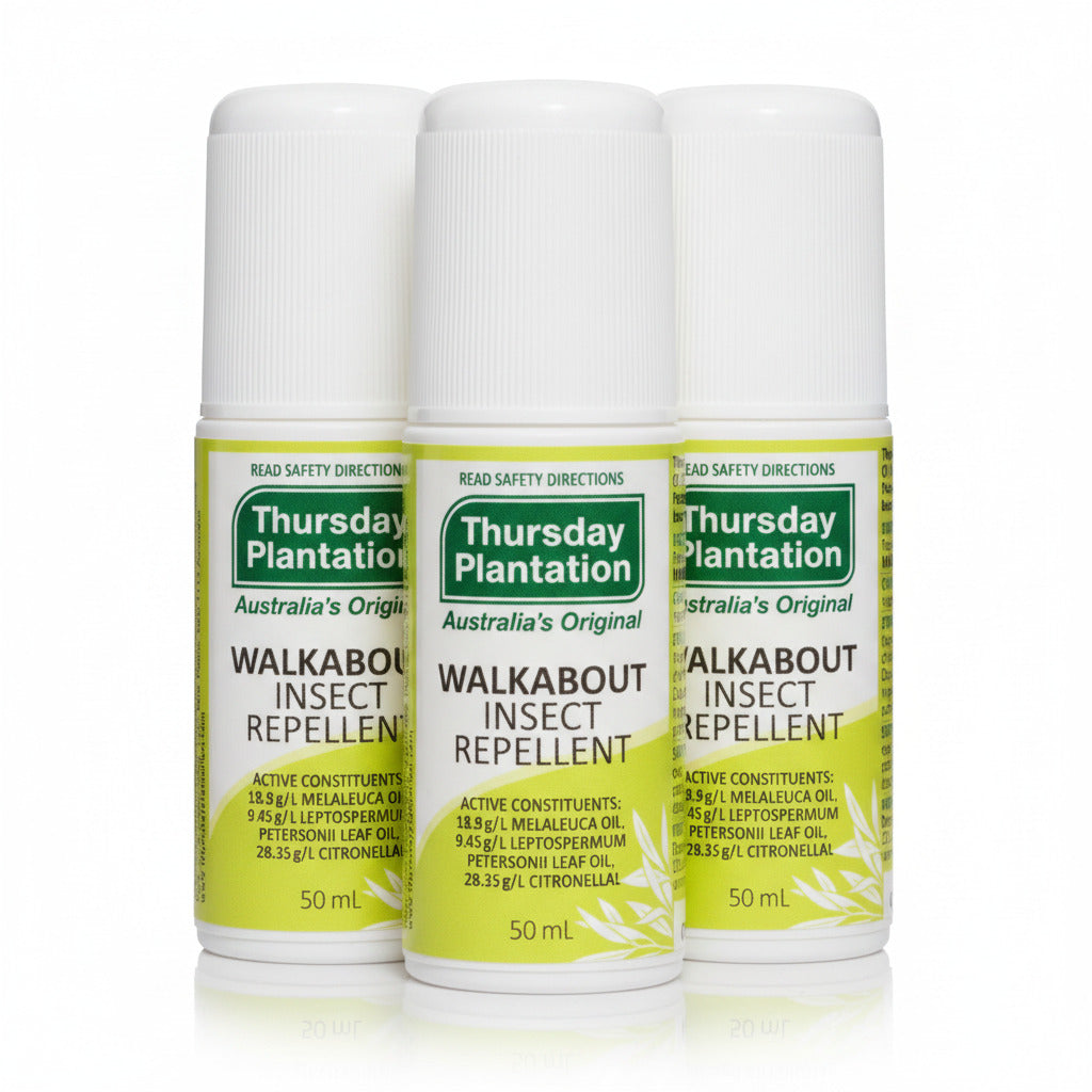 3個セット　Thursday Plantation Walkabout Insect Repellent (天然ボタニカル虫除け ロールオン) 50mL 刺激的な化学成分ゼロで不快な害虫を徹底ブロック